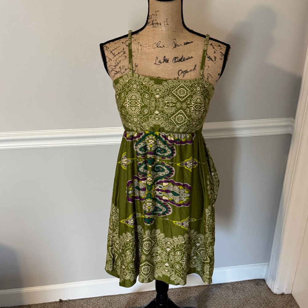 She's Cool Olive and Purple Patterned Midi Dress